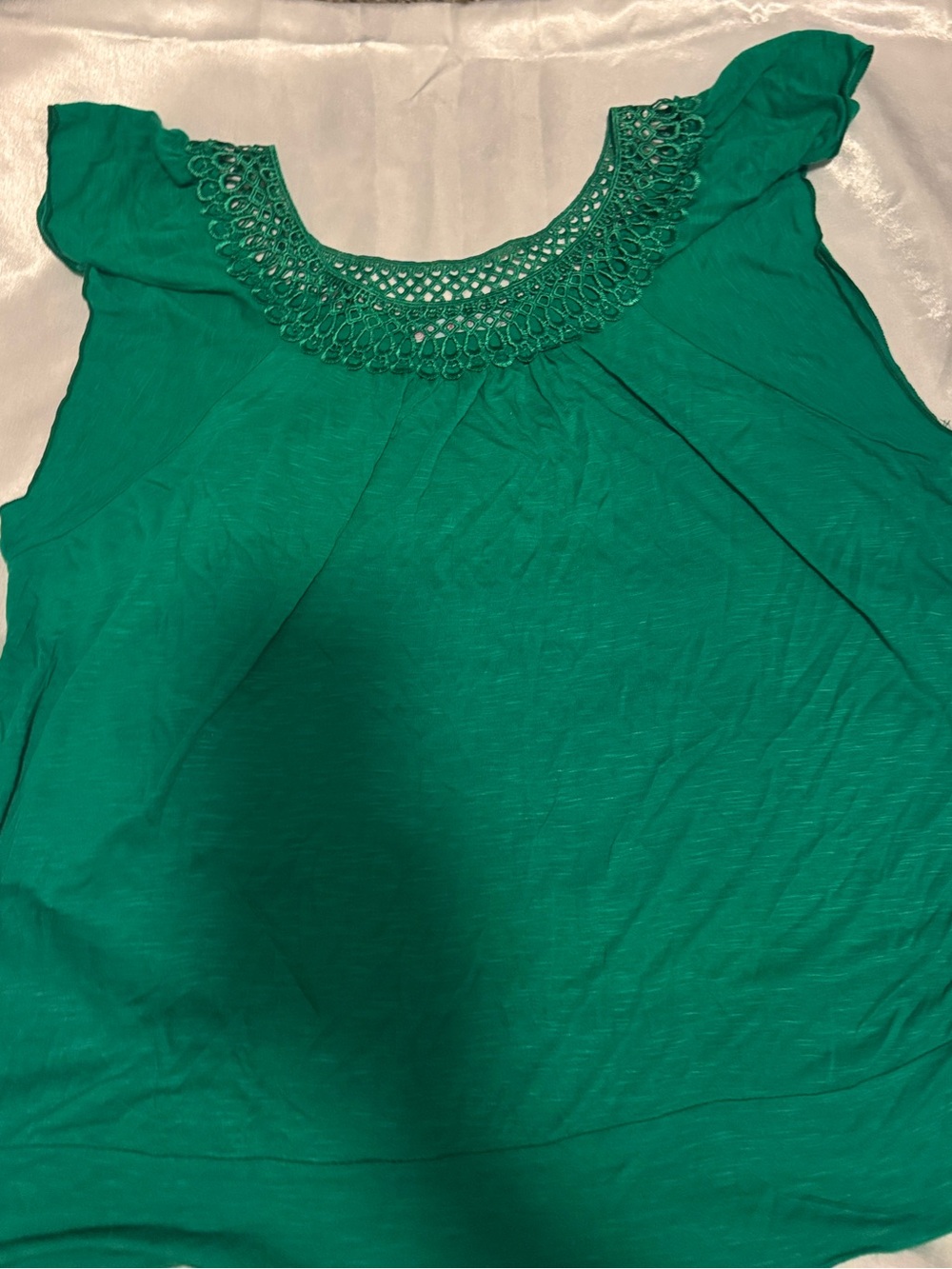 Robin's Nest Jewels Emerald Green Crochet-Neck Blouse